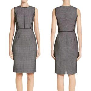 Lafayette 148 Bree Sleeveless Check Sheath Dress - Black/White - 6